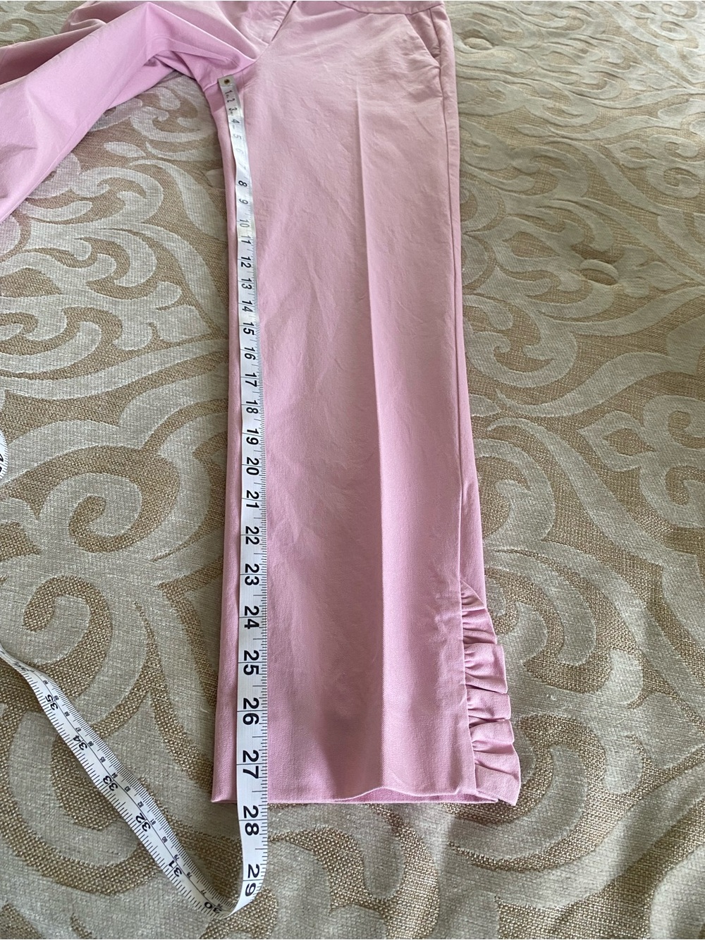 Talbots Blush Pink Ruffle Hem Ankle Pants Size 2 Stretch Cotton Career Casual - Picture 8 of 10